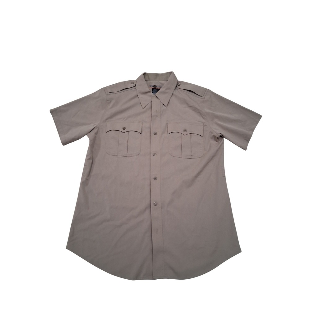 5.11 Tactical Mens Tan Short Sleeve Button Up Shirt Hidden Zipper Size‎ Large